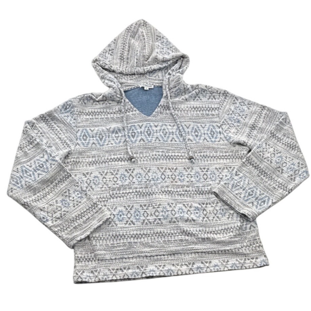 Earthbound Trading Co Hoodie Small Blue Grey‎ Excellent Southwestern Pullover